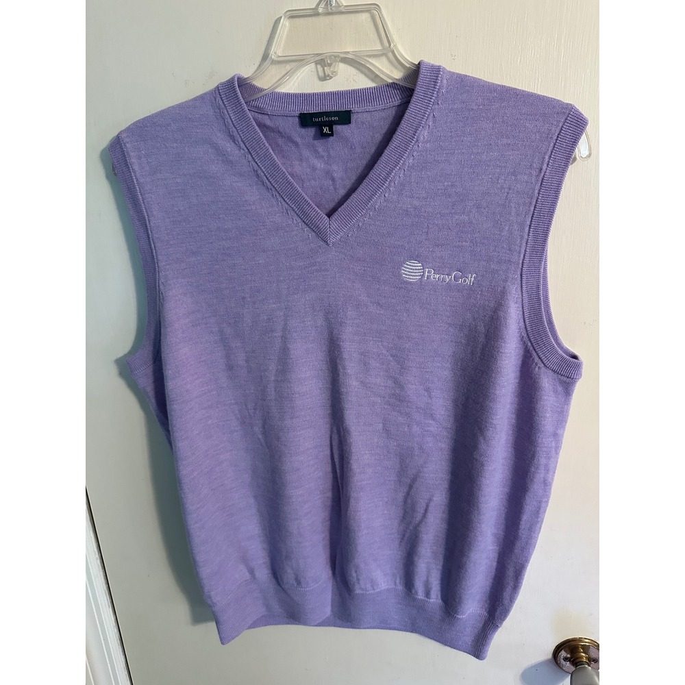 Turtleson Purple Merino Wool V-Neck Sweater Vest PerryGolf Woman's XL